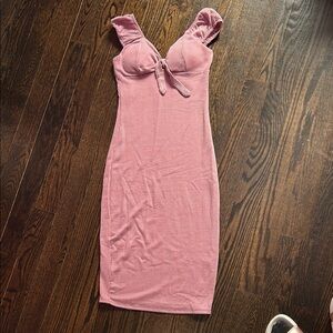 Ardene Pink Bodycon Midi Dress Sweetheart Neckline